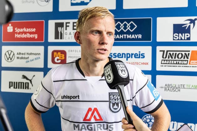 FC Astoria Walldorf vs. SSV Ulm 1846 Soccer, Regionalliga, Matchday 4, Dietmar Hopp Sportpark Walldorf, August 29, 2026—Post-match interviews: Per Lockl, SSV Ulm 1846, 08 FC Astoria Walldorf vs. SSV Ulm 1846 Soccer, Regional League, Matchday 4, Dietmar Hopp Sportpark Walldorf, August 29, 2026 Photo by Lucca Fundel, Walldorf, Dietmar Hopp Sportpark, Baden-Württemberg, Germany