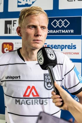 FC Astoria Walldorf vs. SSV Ulm 1846 Soccer, Regionalliga, Matchday 4, Dietmar Hopp Sportpark Walldorf, August 29, 2026—Post-match interviews: Per Lockl, SSV Ulm 1846, 08 FC Astoria Walldorf vs. SSV Ulm 1846 Soccer, Regional League, Matchday 4, Dietmar Hopp Sportpark Walldorf, August 29, 2026 Photo by Lucca Fundel, Walldorf, Dietmar Hopp Sportpark, Baden-Württemberg, Germany