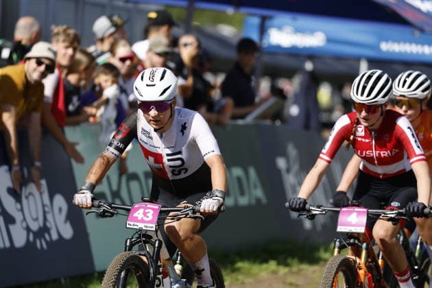August 30, 2026, Daolasa di Commezzadura, Val di Sole Bikeland, 2026 UCI MTB World Championships Women’s U23 XCO (Cross Country Olympic) Mara Winter 43 SUI, Katrin Embacher 4 AUT Daolasa di Commezzadura Val di Sole Bikeland Trento Italy Copyright: xJustPictures.ch FrancescoxMinghettix jp-en-FrMi-_NG_1924