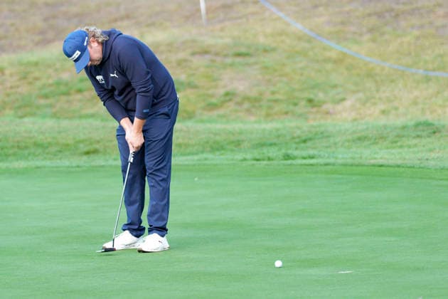 SUTTON COLDFIELD, ENGLAND - AUG 30: Oliver Lindell (FIN) putts on the seventeenth green during the delayed Round 3 at the 2026 Husqvarna British Masters at The Belfry, Sutton Coalfield on August 30, 2026 in Warwickshire, England The 2026 Husqvarna British Masters
