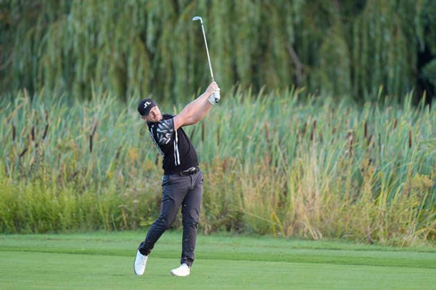 SUTTON COLDFIELD, ENGLAND - AUG 30: Matt Wallace (ENG) plays from the eighteenth fairway during the delayed Round 3 at the 2026 Husqvarna British Masters at The Belfry, Sutton Coalfield on August 30, 2026 in Warwickshire, England The 2026 Husqvarna British Masters