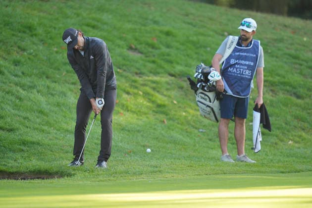SUTTON COLDFIELD, ENGLAND - AUG 30: Marco Penge (ENG) chips to the 10th green during the delayed Round 3 at the 2026 Husqvarna British Masters at The Belfry, Sutton Coalfield on August 30, 2026 in Warwickshire, England The 2026 Husqvarna British Masters