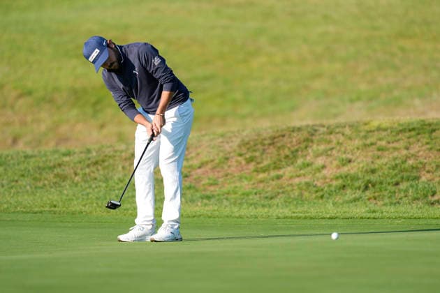 SUTTON COLDFIELD, ENGLAND - AUG 30: Angel Hidalgo (ESP) putts on the seventeenth green during the delayed Round 3 at the 2026 Husqvarna British Masters at The Belfry, Sutton Coalfield on August 30, 2026 in Warwickshire, England The 2026 Husqvarna British Masters