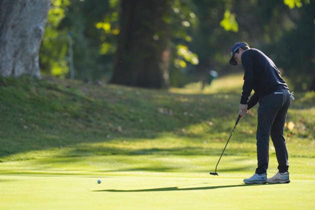 SUTTON COLDFIELD, ENGLAND - AUG 30: Daniel Hillier (NZL) putts on the tenth green during the delayed Round 3 at the 2026 Husqvarna British Masters at The Belfry, Sutton Coalfield on August 30, 2026 in Warwickshire, England The 2026 Husqvarna British Masters