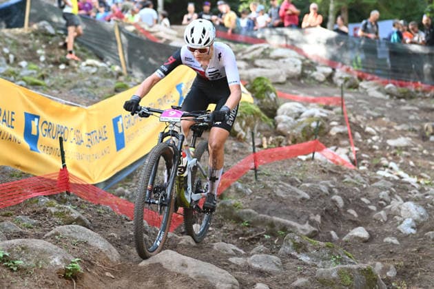XCO Olympic Cross-Country - Women Under 23 (9) Anina Hutter of Switzerland competes during UCI MTB World Championship, WM, Weltmeisterschaft - Val di Sole 2026 - XCO Olympic Cross-Country - Women Under 23 category race on August 30, 2026 Val di Sole, Trento Italy. Commezzadura Trentino Italy  Copyright: xRobertoxTommasinix originalFilename:tommasini-ucimtbwo260830_npwxG.jpg