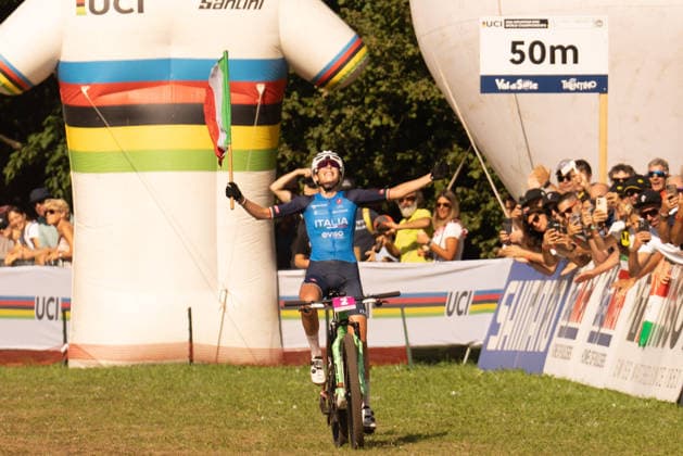 IPA87929818 - Valentina Corvi (ITA) during the Women’s Under-23 Cross-Country Olympic race at the Val di Sole UCI Mountain Bike World Championships—DHI race at Val di Sole Downhill—on August 30, 2026.  Copyright: xFabioxAverna IPAxSportx xx 87929818