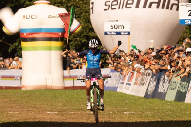 IPA87930082 - Valentina Corvi (ITA) during the Women s Under-23 Cross-Country Olympic race at the Val di Sole UCI Mountain Bike World Championships—DHI race at Val di Sole Downhill—on August 30, 2026.  Copyright: xFabioxAverna IPAxSportx xx 87930082