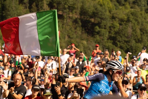 IPA87930221 - Valentina Corvi (ITA) during the Women’s Under-23 Cross-Country Olympic race at the Val di Sole UCI Mountain Bike World Championships—DHI race at Val di Sole Downhill—on August 30, 2026.  Copyright: xFabioxAverna IPAxSportx xx 87930221