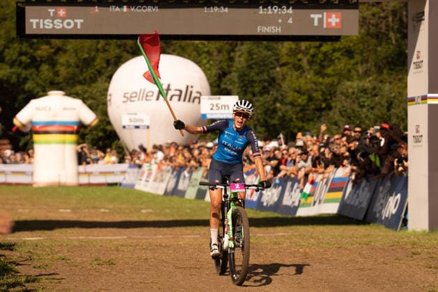 IPA87930222 - Valentina Corvi (ITA) during the Women s Under-23 Cross-Country Olympic race at the Val di Sole UCI Mountain Bike World Championships—DHI race at Val di Sole Downhill—on August 30, 2026.  Copyright: xFabioxAverna IPAxSportx xx 87930222