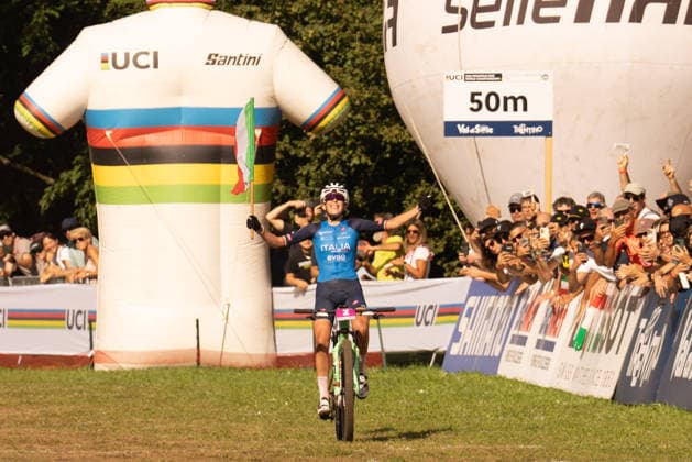 IPA87930223 - Valentina Corvi (ITA) during the Women s Under-23 Cross-Country Olympic race at the Val di Sole UCI Mountain Bike World Championships—DHI race at Val di Sole Downhill—on August 30, 2026.  Copyright: xFabioxAverna IPAxSportx xx 87930223