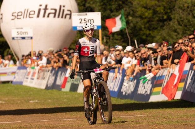 IPA87930225 - Anina Hutter during the Women s Under-23 Cross-Country Olympic race at the Val di Sole UCI Mountain Bike World Championships—DHI race at Val di Sole Downhill—on August 30, 2026.  Copyright: xFabioxAverna IPAxSportx xx 87930225