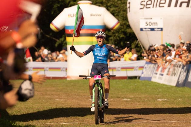 IPA87930227 - Valentina Corvi (ITA) during the Women s Under-23 Cross-Country Olympic race at the Val di Sole UCI Mountain Bike World Championships—DHI race at Val di Sole Downhill—on August 30, 2026.  Copyright: xFabioxAverna IPAxSportx xx 87930227