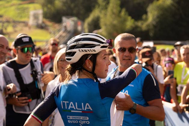 IPA87930229 - Valentina Corvi (ITA) during the Women’s Under-23 Cross-Country Olympic race at the Val di Sole UCI Mountain Bike World Championships—DHI race at Val di Sole Downhill, on August 30, 2026.  Copyright: xFabioxAverna IPAxSportx xx 87930229