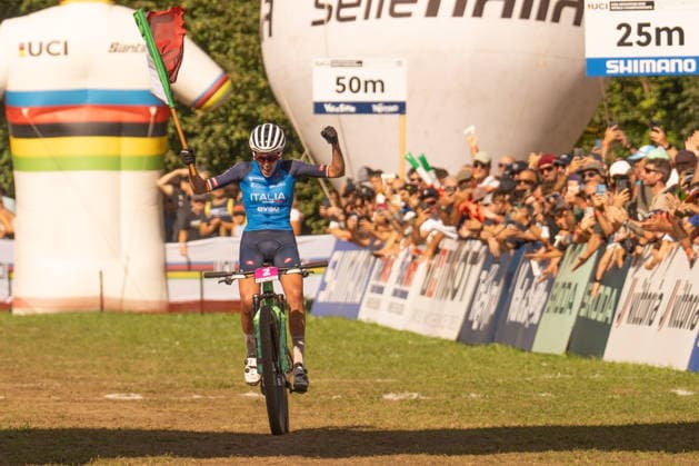 IPA87930230 - Valentina Corvi (ITA) during the Women’s Under-23 Cross-Country Olympic race at the Val di Sole UCI Mountain Bike World Championships—DHI race at Val di Sole Downhill, on August 30, 2026.  Copyright: xFabioxAverna IPAxSportx xx 87930230