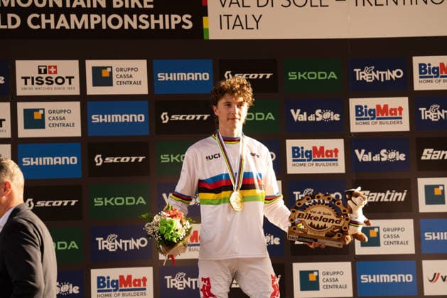 IPA87930573 - Goldstone Jackson (CAN) during the Men s Elite Downhill race at the Val di Sole UCI Mountain Bike World Championships—the DHI race at Val di Sole Downhill—on August 29, 2026.  Copyright: xFabioxAverna IPAxSportx xx 87930573