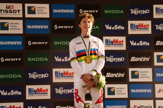 IPA87930582 - Goldstone Jackson (CAN) during the Men s Elite Downhill race at the Val di Sole UCI Mountain Bike World Championships—the DHI race at Val di Sole Downhill—on August 29, 2026.  Copyright: xFabioxAverna IPAxSportx xx 87930582