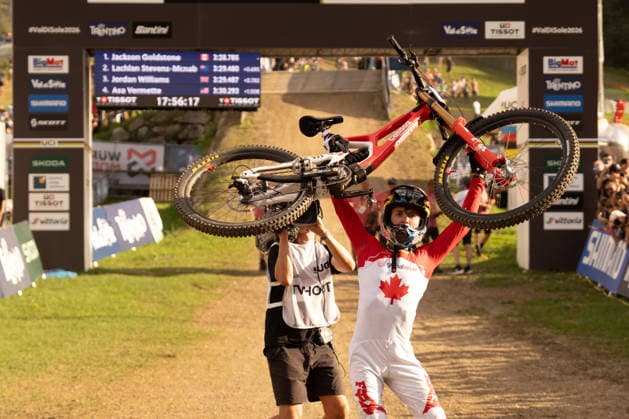IPA87930561 - Goldstone Jackson (CAN) during the Men s Elite Downhill race at the Val di Sole UCI Mountain Bike World Championships—the DHI race at Val di Sole Downhill—on August 29, 2026.  Copyright: xFabioxAverna IPAxSportx xx 87930561