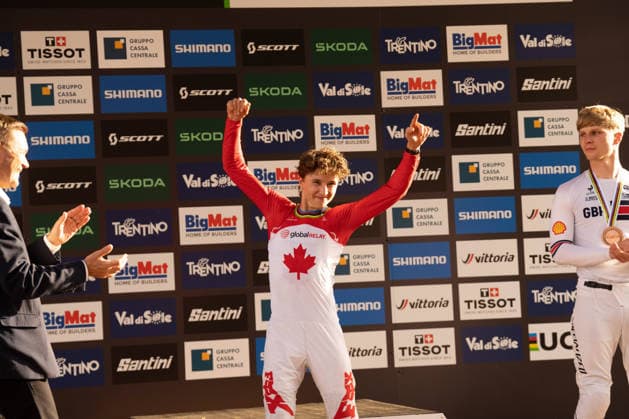 IPA87930608 - Goldstone Jackson (CAN) during the Men s Elite Downhill race at the Val di Sole UCI Mountain Bike World Championships—the DHI race at Val di Sole Downhill—on August 29, 2026.  Copyright: xFabioxAverna IPAxSportx xx 87930608