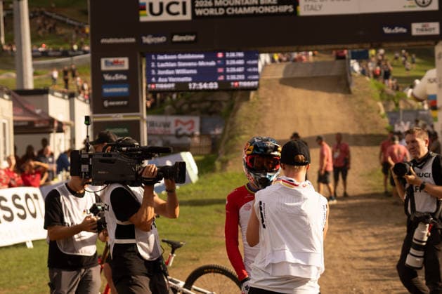 IPA87930614 - Goldstone Jackson (CAN) during the Men s Elite Downhill race at the Val di Sole UCI Mountain Bike World Championships—the DHI race at Val di Sole Downhill—on August 29, 2026.  Copyright: xFabioxAverna IPAxSportx xx 87930614