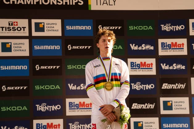 IPA87930613 - Goldstone Jackson (CAN) during the Men s Elite Downhill race at the Val di Sole UCI Mountain Bike World Championships—the DHI race at Val di Sole Downhill—on August 29, 2026.  Copyright: xFabioxAverna IPAxSportx xx 87930613