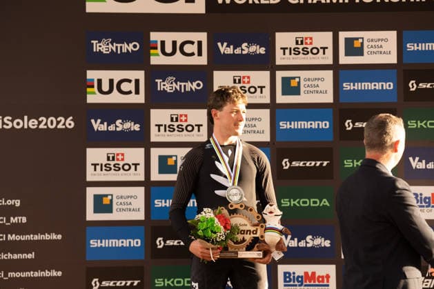IPA87930645 - Lachlan Stevens-Mcnab (NZL) during the Men s Elite Downhill race at the Val di Sole UCI Mountain Bike World Championships—the DHI race at Val di Sole Downhill—on August 29, 2026.  Copyright: xFabioxAverna IPAxSportx xx 87930645