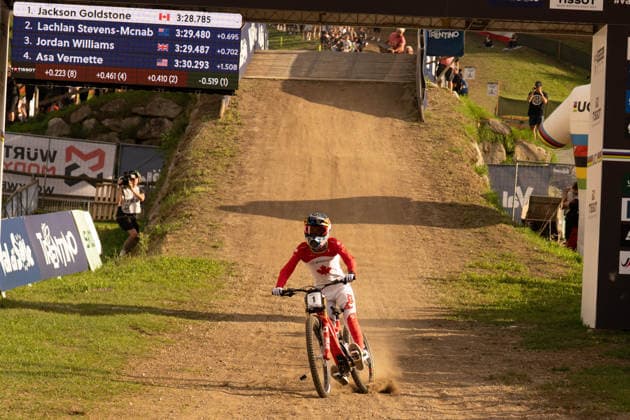 CYCLING - MTB - Mountain Biking - UCI MTB World Championships Photo by IPA ABACAPRESS.COM87930367 - Goldstone Jackson (CAN) during the Men s Elite Downhill race at the Val di Sole UCI Mountain Bike World Championships—DHI race at Val di Sole Downhill—on August 29, 2026. Val di Sole Italy  Copyright: xIPAxSport ABACAx