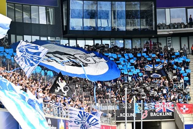 KAA Gent v Club Brugge - Jupiler Pro League GENT, BELGIUM - AUGUST 30 : Fans of Club Brugge pictured during the Jupiler Pro League match between KAA Gent and Club Brugge on August 30, 2026 in Gent, Belgium, 30 08 2026 Gent Belgium  Copyright: xPeterxDexVoechtx