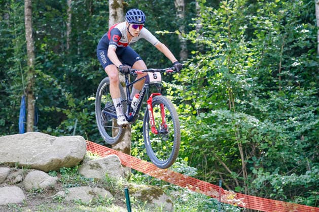 TRENTO, ITALY, AUGUST 30: Nicole Koller of Switzerland in action during the UCI Mountain Bike World Championships—Women s Elite Cross-Country—at Val di Sole on August 30, 2026, in Trento, Italy. Trento, Val di Sole, Trento, Italy Copyright: xJustPictures.ch FrancescoxMinghettix jp-en-EuSpIm-JP6_FRM_UCIWC_GRLXCO_30Aug_000212