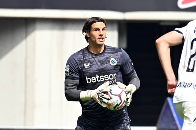 Club s goalkeeper Yann Sommer is pictured in action during a soccer match between KAA Gent and Club Brugge, Sunday 30 August 2026 in Gent, on day 4 of the 2026-2027 Jupiler Pro League first division of the Belgian championship. KURTxDESPLENTER  x184735201x