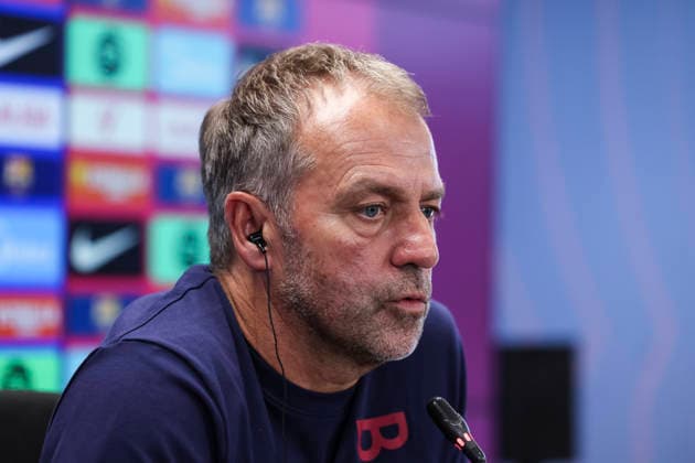 August 30, 2026, Sant Joan Despi, Barcelona, Spain: Hansi Flick, head coach of FC Barcelona, Barca attends his press conference, PK, Pressekonferenz during the training day of FC Barcelona ahead the Spanish League, LaLiga EA Sports, football match against Rayo Vallecano at Ciudad Esportiva Joan Gamper on August 30, 2026 in Sant Joan Despi, Barcelona, Spain. Sant Joan Despi Spain - ZUMAa181 20260830_zaa_a181_032 Copyright: xJavierxBorregox