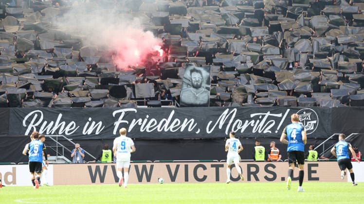 August 30, 2026, xrekx, Soccer 3rd Division, 1. FC Saarbrücken vs. FC Hansa Rostock – FC Hansa Rostock fans, atmosphere, scarves, ultras, spectators, visitors, choreography, Rest in Peace, Moritz Saarbrücken