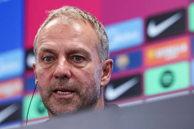 August 30, 2026, Sant Joan Despi, Barcelona, Spain: Hansi Flick, head coach of FC Barcelona, Barca attends his press conference, PK, Pressekonferenz during the training day of FC Barcelona ahead the Spanish League, LaLiga EA Sports, football match against Rayo Vallecano at Ciudad Esportiva Joan Gamper on August 30, 2026 in Sant Joan Despi, Barcelona, Spain. FC Barcelona Training And Press Conference - LaLiga EA Sports - ZUMAa181 20260830_zaa_a181_034 Copyright: xJavierxBorregox