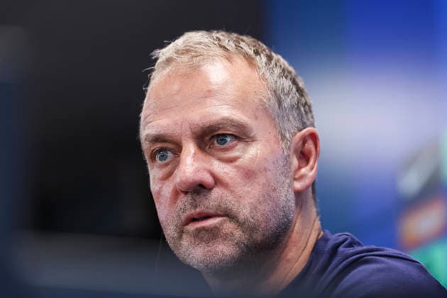 August 30, 2026, Sant Joan Despi, Barcelona, Spain: Hansi Flick, head coach of FC Barcelona, Barca attends his press conference, PK, Pressekonferenz during the training day of FC Barcelona ahead the Spanish League, LaLiga EA Sports, football match against Rayo Vallecano at Ciudad Esportiva Joan Gamper on August 30, 2026 in Sant Joan Despi, Barcelona, Spain. Sant Joan Despi Spain - ZUMAa181 20260830_zaa_a181_039 Copyright: xJavierxBorregox