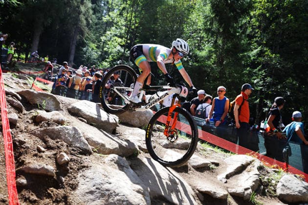 2026 UCI Mountain Bike World Championships Picture by Ed Sykes SWpix.com - 30 08 2026 - Cycling - 2026 UCI Mountain Bike World Championships - Val di Sole, Trentino, Italy - Cross-country Olympic (XCO) - Women Elite - Rebecca Henderson (Australia) Copyright: x xSWpix.comx(t axPhotographyxHubxLtd)xEdxSykes SWpix.comx SWP-3030-21472