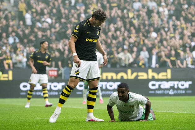 August 30, 2026: AIK s Hervé Matthys and Hammarby s Paulos Abraham during the Allsvenskan soccer match between AIK and Hammarby on August 30, 2026, in Stockholm  Copyright: JESPERxZERMAN BB260830JZ011