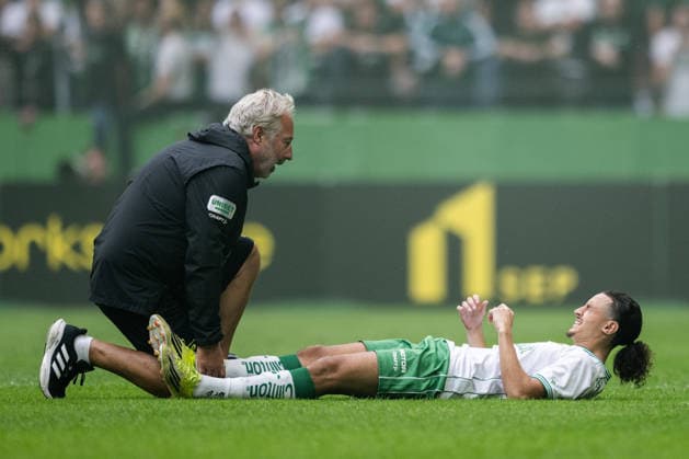260830 Hammarby s Amin Boudri is in pain during the Allsvenskan soccer match between AIK and Hammarby on August 30, 2026, in Stockholm  Copyright: JESPERxZERMAN BB260830JZ012