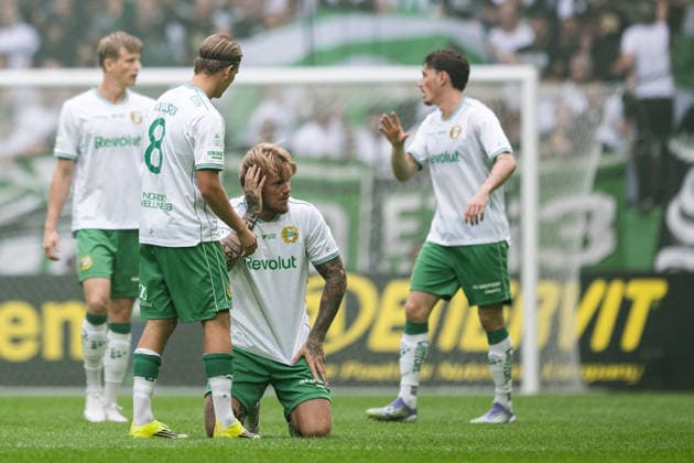 August 30, 2026: Hammarby s Victor Eriksson is in pain during the Allsvenskan soccer match between AIK and Hammarby in Stockholm  Copyright: JESPERxZERMAN BB260830JZ016
