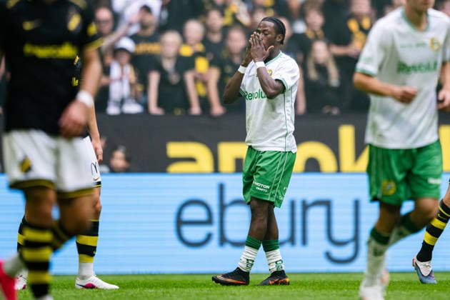 August 30, 2026: Hammarby s Frank Junior Adyei looks dejected during the Allsvenskan soccer match between AIK and Hammarby on August 30, 2026, in Stockholm  Copyright: JESPERxZERMAN BB260830JZ017