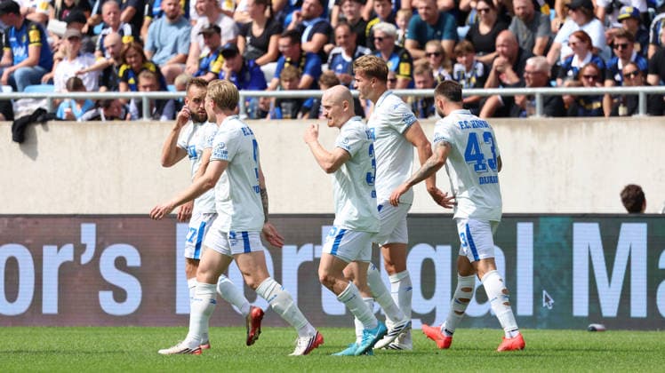 August 30, 2026, xrekx, Soccer 3rd Division, 1. FC Saarbrücken vs. Hansa Rostock: Goal celebration after Leon Dajaku scored the 0-1 goal for FC Hansa Rostock in Saarbrücken