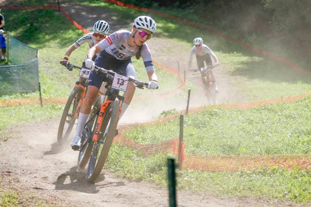 TRENTO, ITALY, AUGUST 30: Madigan Munro of the United States, followed by Luisa Daubermann of Germany (L), during the UCI Mountain Bike World Championships—Women’s Elite Cross-Country—at Val di Sole on August 30, 2026, in Trento, Italy. Trento, Val di Sole, Trento, Italy Copyright: xJustPictures.ch FrancescoxMinghettix jp-en-EuSpIm-JP6_FRM_UCIWC_GRLXCO_30Aug_000226