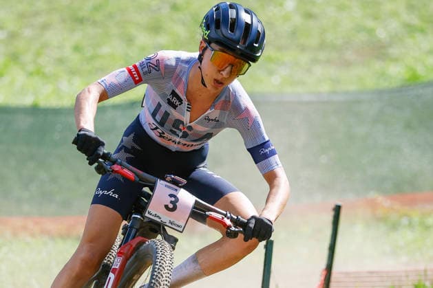 TRENTO, ITALY, AUGUST 30—Savilia Blunk of the United States in action during the UCI Mountain Bike World Championships—Women s Elite Cross-Country World Championships—at Val di Sole on August 30, 2026, in Trento, Italy. Trento, Val di Sole, Trento, Italy Copyright: xJustPictures.ch FrancescoxMinghettix jp-en-EuSpIm-JP6_FRM_UCIWC_GRLXCO_30Aug_000239