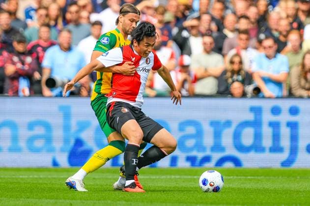 ROTTERDAM , 30-08-2026. Stadion de Kuip , season 2026 2027 , Dutch Eredivisie Football , match between Feyenoord and ADO Den Haag , picture shows, Pascal Mulder and Ayasa Ueda Feyenoord - ADO  x206243961x Copyright: