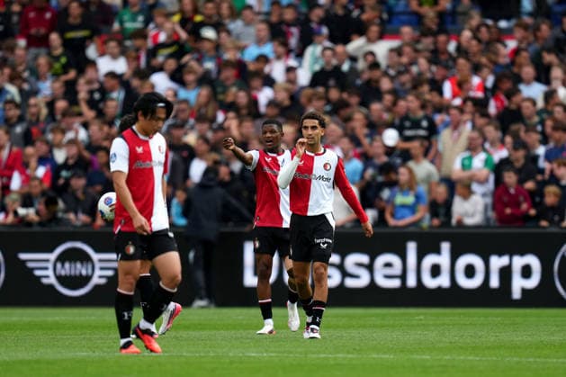 Eredivisie: Feyenoord Rotterdam v ADO Den Haag Rotterdam - Givairo Read of Feyenoord Rotterdam and Oussama Targhalline of Feyenoord Rotterdam look dejected during the fourth competition round of the 2026 2027 Eredivisie season. The match is set between Feyenoord Rotterdam and ADO Den Haag at De Kuip on 30 August 2026 in Rotterdam, The Netherlands. (Hero Images Yannick Verhoeven) Copyright: xYannickxVerhoevenx