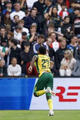 ROTTERDAM - Nigel Thomas of ADO Den Haag celebrates after scoring the 0-1 during the Dutch Eredivisie match between Feyenoord Rotterdam and ADO Den Haag at De Kuip stadium on August 30, 2026, in Rotterdam, the Netherlands. MAURICE VAN STEEN ANP Eredivisie 2026 27 xVIxANPxSportx xxANPxIVx 566593143 originalFilename: 566593143.jpg