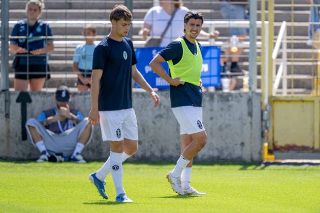Tunay Deniz, TSV 1860 Munich, age 36, during warm-ups (GER), TSV 1860 Munich vs. TSV Landsberg 1882, soccer, Bavarian Regional League, Matchday 6, 2026–2027 season, August 30, 2026 DFL DFB regulations prohibit any use of photographs as image sequences and or quasi-video. Photo: HMB Media, Heike Feiner Copyright: HMBxMedia HeikexFeiner