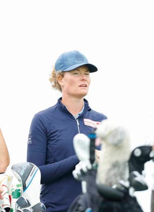 RECORD DATE NOT STATED 30th August 2026; The K Club, Straffan, County Kildare, Ireland: KPMG Womens Irish Open Golf, Final Round; Sarah Schober of Norway chats before teeing off on the 1st hole PeterxFitzpatrick