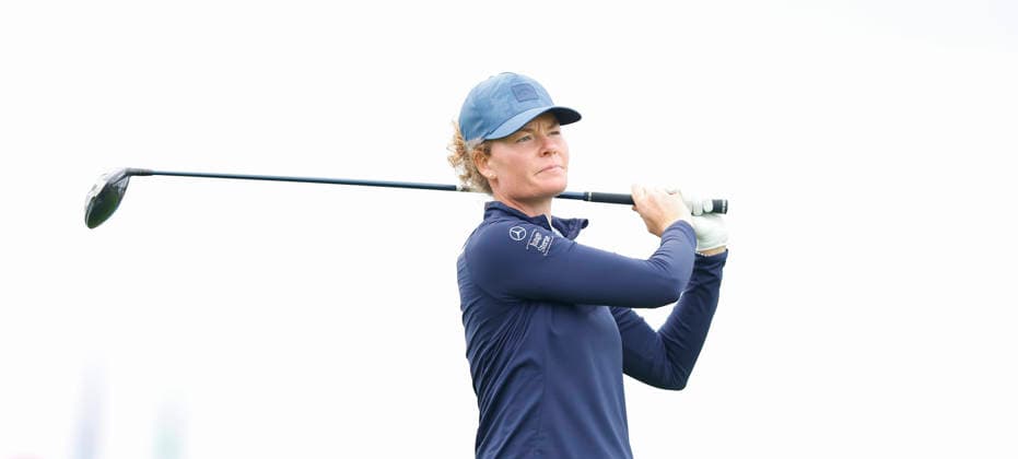RECORD DATE NOT STATED 30th August 2026; The K Club, Straffan, County Kildare, Ireland: KPMG Womens Irish Open Golf, Final Round; Sarah Schober of Norway chats tees off on the 1st hole PeterxFitzpatrick