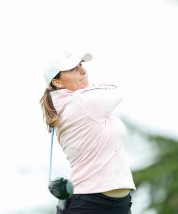RECORD DATE NOT STATED 30th August 2026; The K Club, Straffan, County Kildare, Ireland: KPMG Womens Irish Open Golf, Final Round; Lily May Humphreys of England tees off on the 1st hole PeterxFitzpatrick
