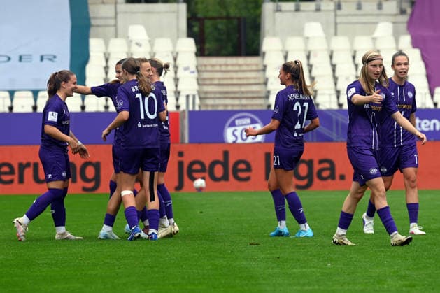 SGS Essen Celebrates a Goal – Women’s 2. Bundesliga: SGS Essen vs. Borussia Mönchengladbach, August 30, 2026. SGS Essen celebrates a goal, Women’s 2. Bundesliga, Matchday 4, SGS Essen vs. Borussia Mönchengladbach on August 30, 2026, at the Stadion an der Hafenstraße in Essen