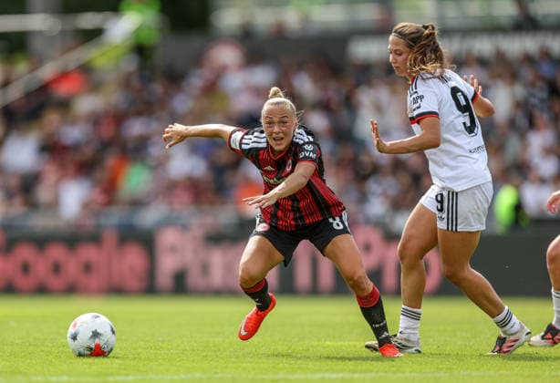 GER, Frankfurt, Eintracht Frankfurt vs 1. FC Nürnberg, Google Pixel Frauen Bundesliga, Fussball, DFB, Spielzeit 2026 2027, Stadion am Brentanobad, 2. Spieltag im Bild v.l.: Hanna Bennison (Eintracht Frankfurt Frauen 8), Laura Miller (FC Nürnberg Frauen 9), Zweikampf DFB DFL REGULATIONS PROHIBIT ANY USE OF PHOTOGRAPHS AS IMAGE SEQUENCES AND OR QUASI-VIDEO, 30.08.2026 *** GER, Frankfurt, Eintracht Frankfurt vs. 1. FC Nürnberg, Google Pixel Women s Bundesliga, Soccer, DFB, 2026–2027 Season, Stadion am Brentanobad, Matchday 2 in pictures (from left): Hanna Bennison, Eintracht Frankfurt Women s Team No. 8, Laura Miller, FC Nürnberg Women 9, tackle. DFB and DFL regulations prohibit any use of photographs as image sequences and or quasi-video. August 30, 2026 Copyright: HMBxMedia HendrikxHamelau